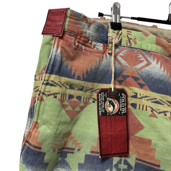 Polo Ralph Lauren Mens Aztec Print Raw Hem Shorts Size‎ 42 Colorful Southwestern - Picture 5 of 9